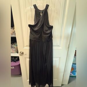 David's Bridal Black Draped Halter Maxi Gown